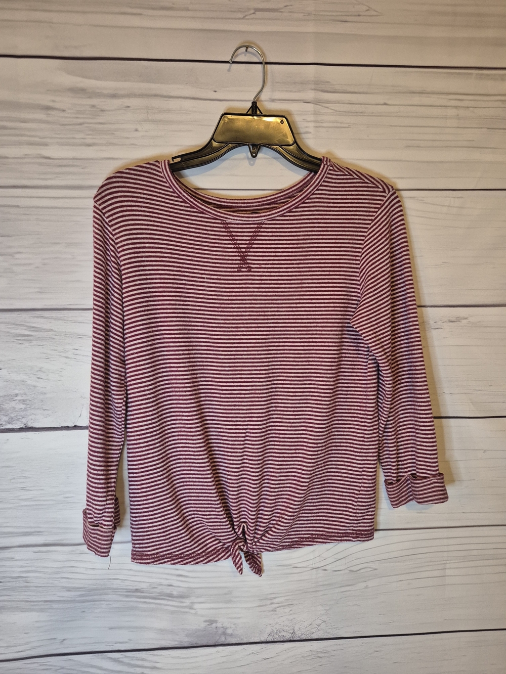 Old Navy Purple & White Striped Tie-Hem Long Sleeve Lightweight Sweater Top Soft
